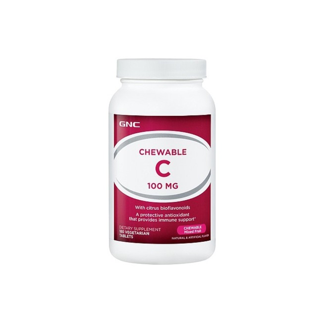 Gnc Chewable C 1000 Mg, Vitamina C 100 Mg Masticabila Cu Bioflavonoide, 180 Tb