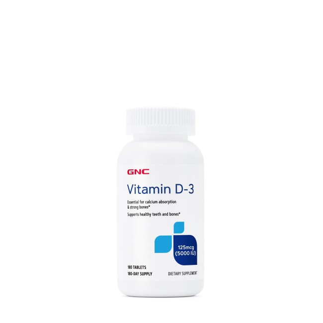 Gnc Vitamin D-3 5000 Iu, Vitamina D-3 - 125 Mcg (5000 Ui) Naturala 100% Din Lanolina, 180 Tb Gnc Vitamin D-3 5000 Iu, Vitamina D-3 - 125 Mcg (5000 Ui) Naturala 100% Din Lanolina, 180 Tb