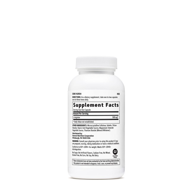 Gnc L-arginine 500 Mg, L-arginina, 90 Cps Gnc L-arginine 500 Mg, L-arginina, 90 Cps