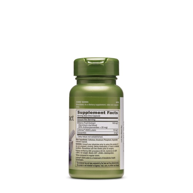 Gnc Herbal Plus Bilberry Extract & Lutein, Extract De Afine Si Luteina, 60 Cps