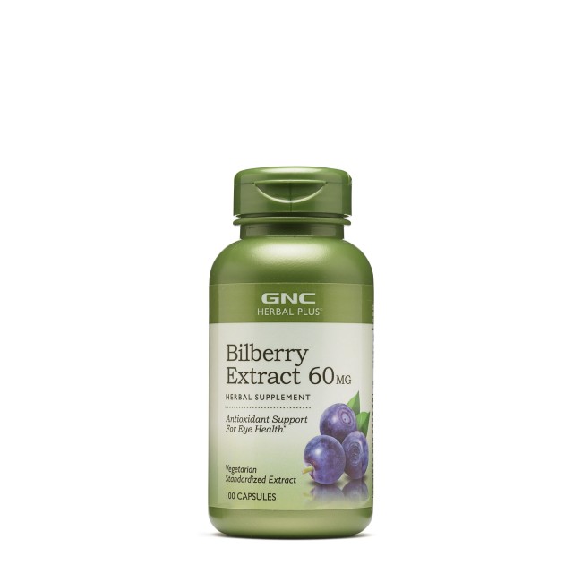 Gnc Herbal Plus Bilberry Extract 60 Mg, Extract Standardizat Din Afine, 100 Cps