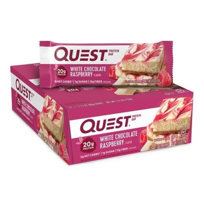 Quest Protein Bar, Baton Proteic, Cu Aroma De Ciocolata Alba Si Zmeura, 60g Quest Protein Bar, Baton Proteic, Cu Aroma De Ciocolata Alba Si Zmeura, 60g
