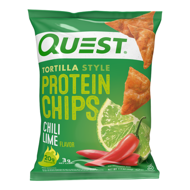 Quest Tortilla Style Protein Chips, Chipsuri Proteice, Cu Aroma De Chili Si Lime, 32 G Quest Tortilla Style Protein Chips, Chipsuri Proteice, Cu Aroma De Chili Si Lime, 32 G