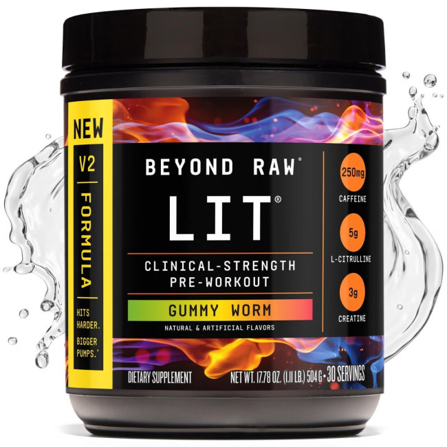 Gnc Beyond Raw Lit V2 Pre-workout With Gummy Worm Flavor, Pre-workout Cu Aroma De Jeleuri, 504 G
