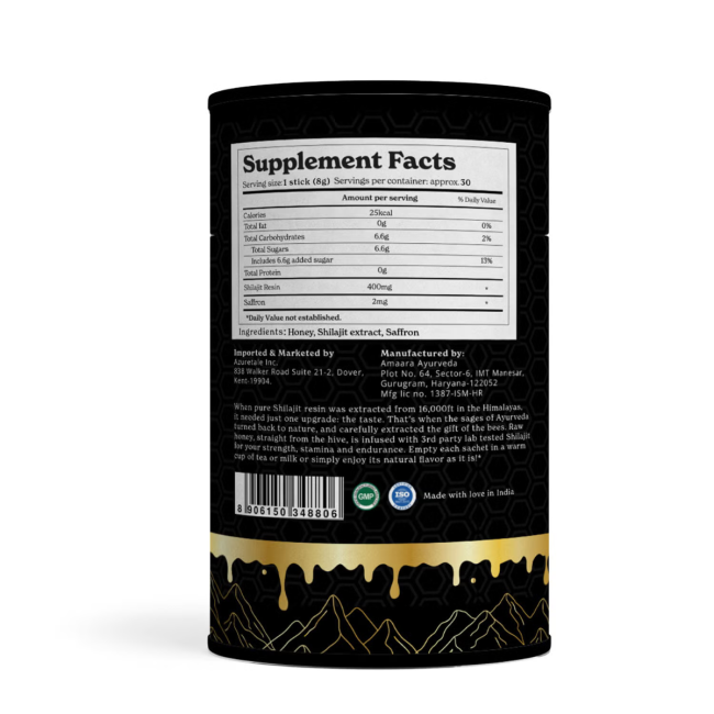 Better Alt Himalayan Shilajit Honey Sticks, Pliculete De Shilajit Din Himalaya Si Miere Cu 75% Acid Fulvic, 30 Pliculete