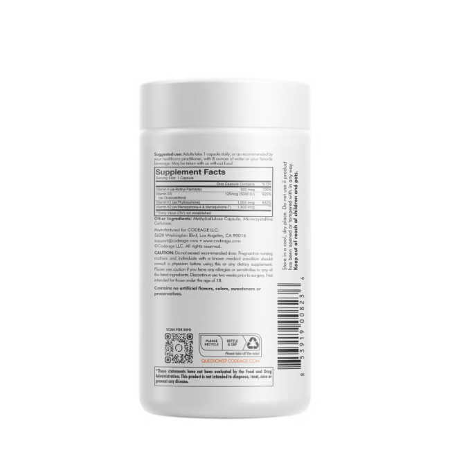 Codage Adk Vitamin Supplement, Formula Pentru O Piele Sanatoasa, Oase Puternice Si Sistem Imunitar Active, 180 Cps