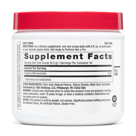 Gnc Pro Performance Creatine Monohydrate, Creatina Monohidrata Cu Aroma De Fructe Tropicale Pentru Sustinerea Musculaturii Si A Functiei Cognitive, 189 G