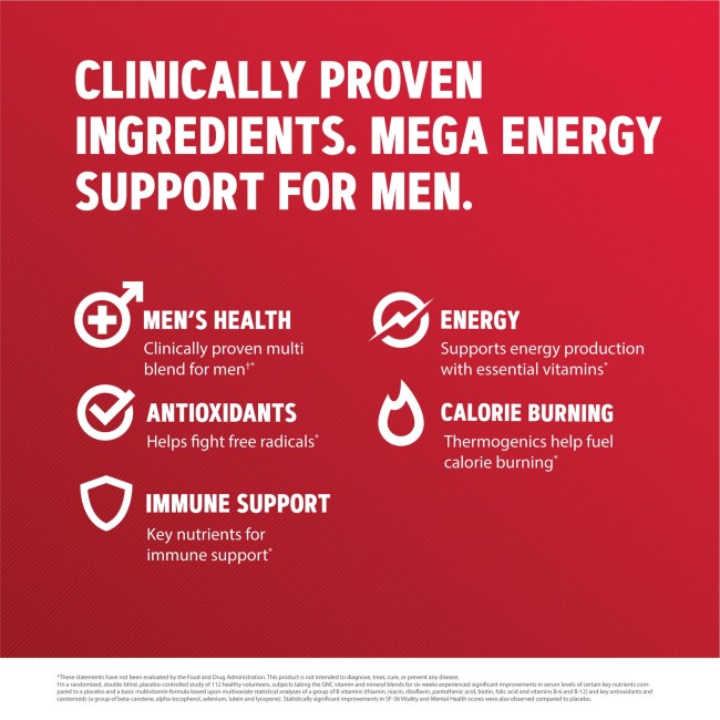 Gnc Mega Men Energy & Metabolism, Complex De Multivitamine Pentru Barbati, Energie Si Metabolism, 90 Tb