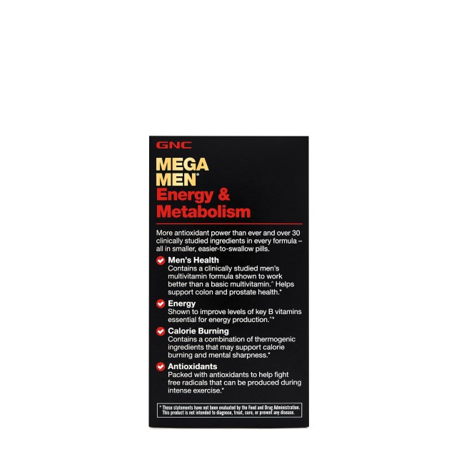 Gnc Mega Men Energy & Metabolism, Complex De Multivitamine Pentru Barbati, Energie Si Metabolism, 90 Tb