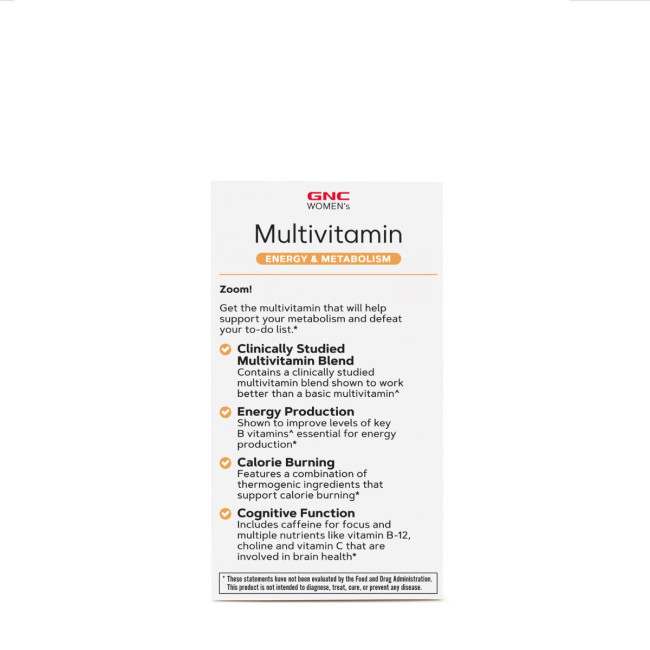 Gnc Women's Multivitamin Energy & Metabolism, Complex De Multivitamine Pentru Femei, 90 Tb Gnc Women's Multivitamin Energy & Metabolism, Complex De Multivitamine Pentru Femei, 90 Tb
