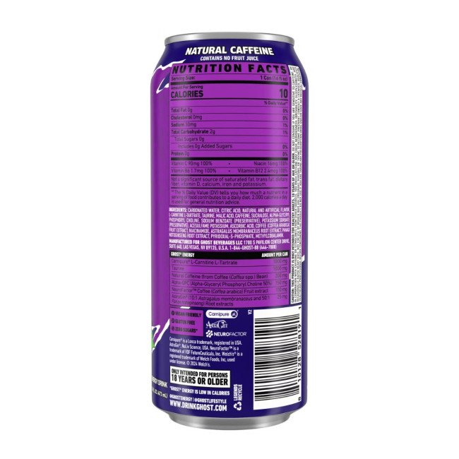 Ghost Energy Drink With Welch's Grape Flavor, Bautura Energizanta Cu Aroma De Struguri Welch’s, 473 Ml