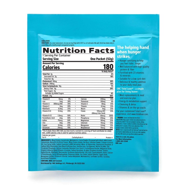 Gnc Total Lean Lean Shake 25, Shake Proteic, Cu Aroma De Ciocolata, 52 G Gnc Total Lean Lean Shake 25, Shake Proteic, Cu Aroma De Ciocolata, 52 G