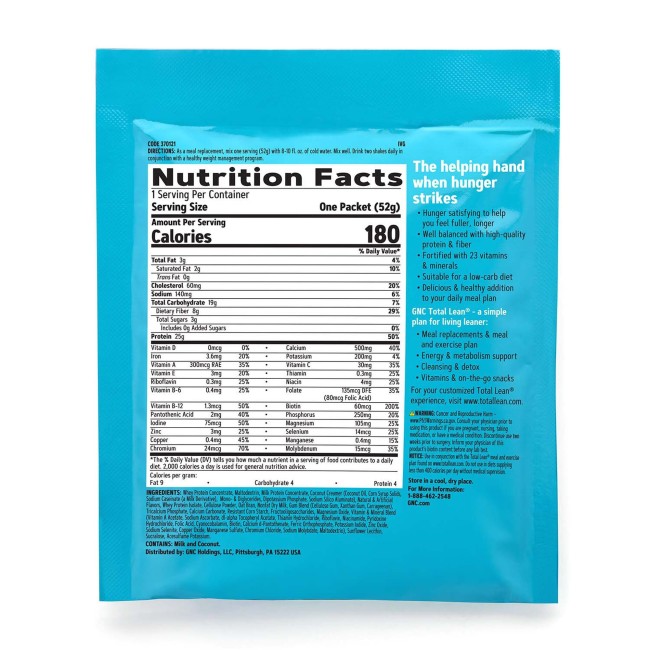 Gnc Total Lean Lean Shake 25, Shake Proteic, Cu Aroma De Vanilie, 52 G Gnc Total Lean Lean Shake 25, Shake Proteic, Cu Aroma De Vanilie, 52 G