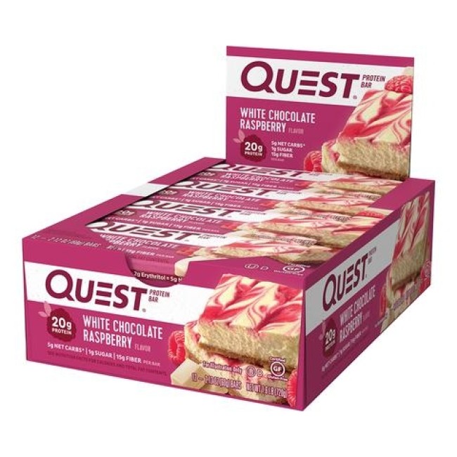 Quest Protein Bar, Baton Proteic, Cu Aroma De Ciocolata Alba Si Zmeura, 60g