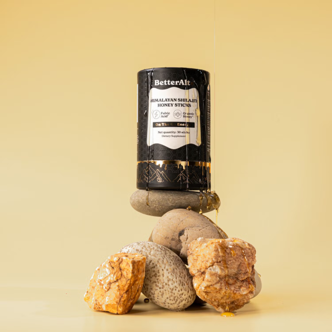 Better Alt Himalayan Shilajit Honey Sticks, Pliculete De Shilajit Din Himalaya Si Miere Cu 75% Acid Fulvic, 30 Pliculete