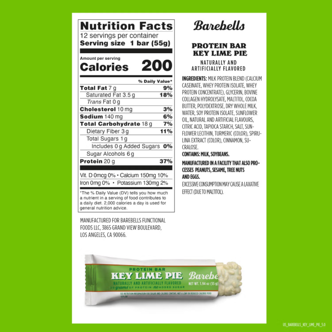 Barebells Protein Bar Baton Proteic Cu Aroma De Placinta Cu Lime, 55g