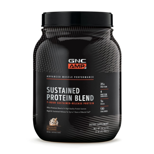 Gnc Amp Sustained Protein Blend, Amestec Proteic, Cu Aroma De Milkshake De Ciocolata, 980 G