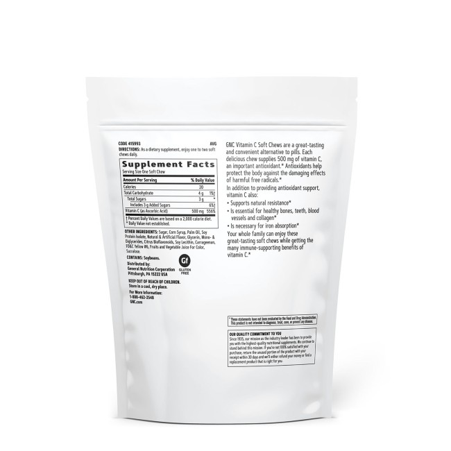 Gnc Vitamina C 500 Mg Masticabila, 60 Caramele Gnc Vitamina C 500 Mg Masticabila, 60 Caramele