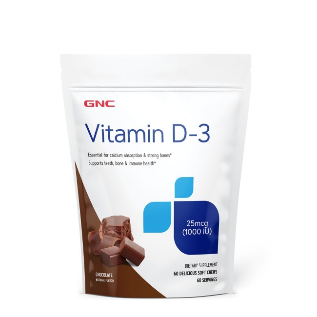 Gnc Vitamin Soft Chews D-3 1000 Iu, Vitamina D-3 1000 Ui Naturala 100% Din Lanolina, Cu Aroma De Ciocolata, 60 Caramele Gnc Vitamin Soft Chews D-3 1000 Iu, Vitamina D-3 1000 Ui Naturala 100% Din Lanolina, Cu Aroma De Ciocolata, 60 Caramele
