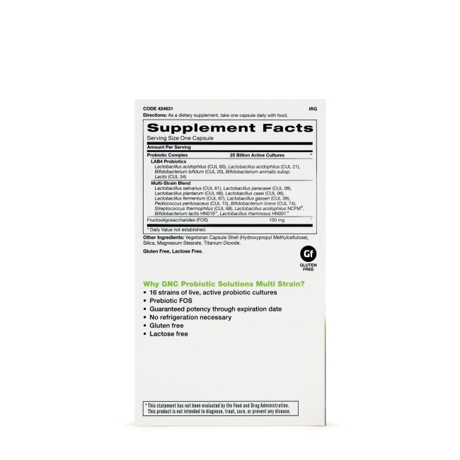 Gnc Probiotic Solutions Multi Strain 25 Billion Cfus, Probiotic Cu Tulpini Multiple 25 Miliarde Cfu, 30 Cps Gnc Probiotic Solutions Multi Strain 25 Billion Cfus, Probiotic Cu Tulpini Multiple 25 Miliarde Cfu, 30 Cps
