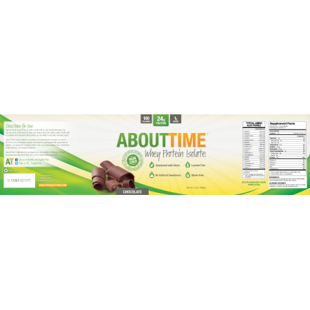 Abouttime Whey Protein Isolate, Izolat Proteic Din Zer Cu Aroma De Ciocolata, 918.4 G