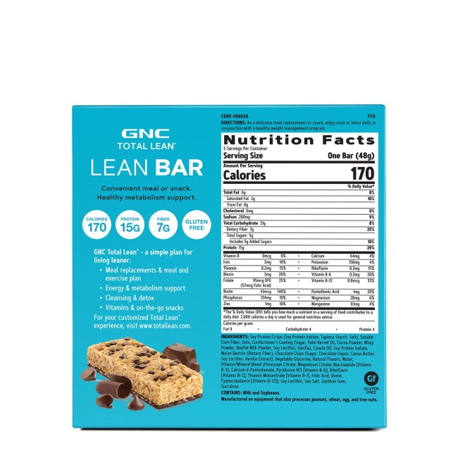 Gnc Total Lean Lean Bar, Baton Proteic, Cu Aroma De Fulgi De Ciocolata, 48 G Gnc Total Lean Lean Bar, Baton Proteic, Cu Aroma De Fulgi De Ciocolata, 48 G
