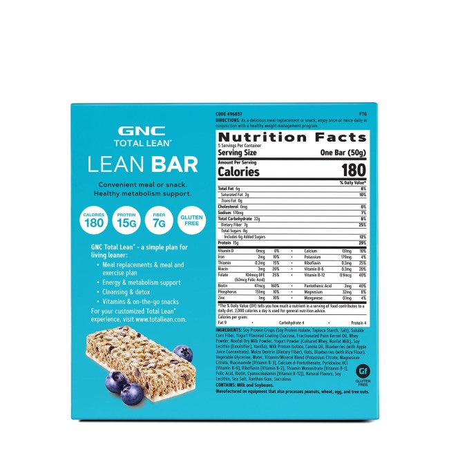 Gnc Total Lean Lean Bar, Baton Proteic, Cu Aroma De Iaurt Si Afine, 50g Gnc Total Lean Lean Bar, Baton Proteic, Cu Aroma De Iaurt Si Afine, 50g