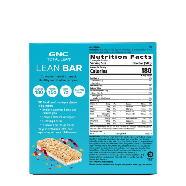 Gnc Total Lean Lean Bar, Baton Proteic, Cu Aroma De Tort De Vanilie, 50g Gnc Total Lean Lean Bar, Baton Proteic, Cu Aroma De Tort De Vanilie, 50g