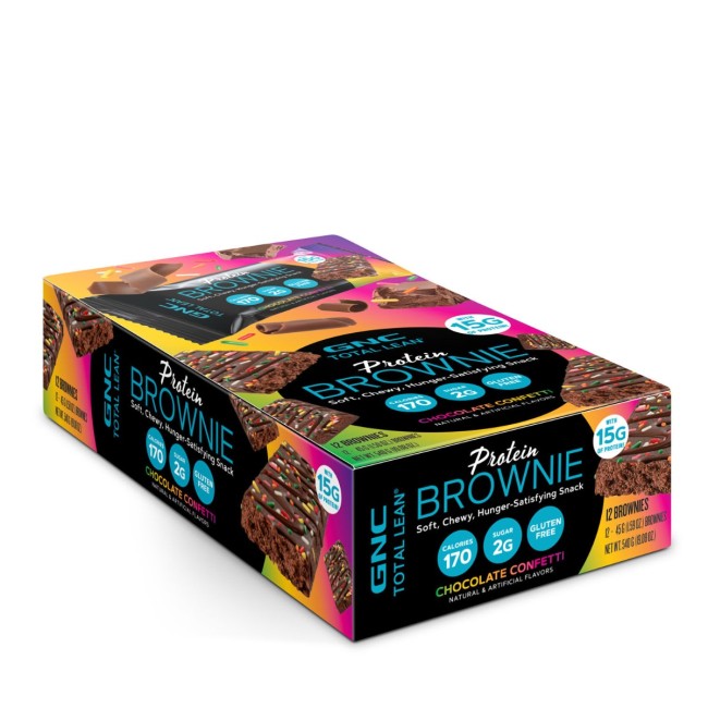 Gnc Total Lean Protein Brownie Chocolate Confetti, Prajitura Brownie Cu Aroma De Ciocolata Si Confetti, 45 G Gnc Total Lean Protein Brownie Chocolate Confetti, Prajitura Brownie Cu Aroma De Ciocolata Si Confetti, 45 G