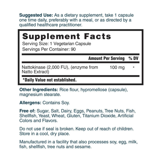 Doctor’s Best Nattokinase 2000 Fu, Suport Natural Pentru Sanatatea Cardiovasculara, 90 Cps