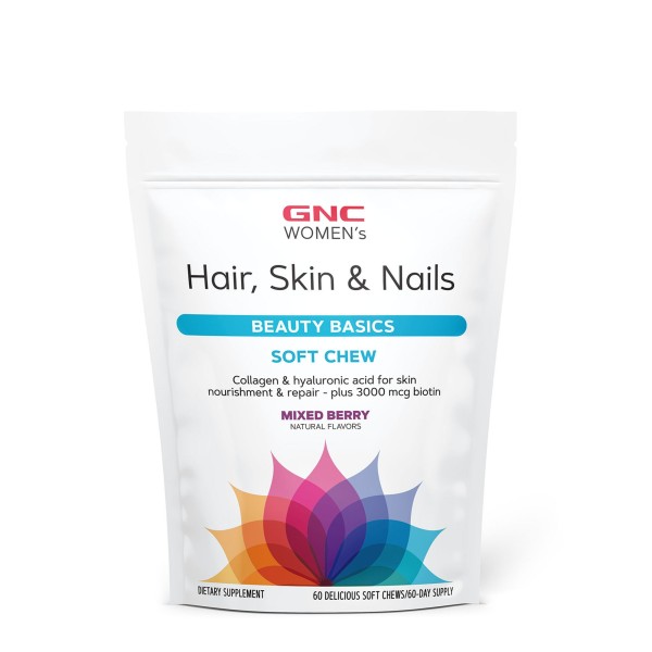 Gnc Women’s Hair, Skin & Nails Formula, Formula Pentru Par, Piele Si Unghii, Caramele Cu Aroma De Fructe De Padure, 60 Caramele