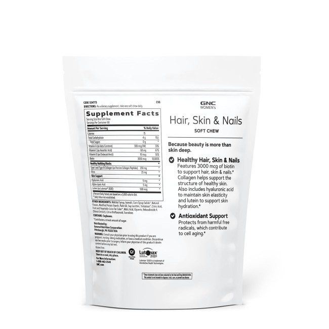 Gnc Women’s Hair, Skin & Nails Formula, Formula Pentru Par, Piele Si Unghii, Caramele Cu Aroma De Fructe De Padure, 60 Caramele Gnc Women’s Hair, Skin & Nails Formula, Formula Pentru Par, Piele Si Unghii, Caramele Cu Aroma De Fructe De Padure, 60 Caramele