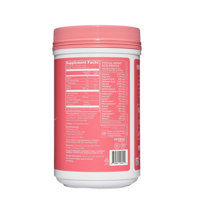 Vital Proteins Beauty Collagen, Colagen, Cu Aroma De Capsuni Si Lamaie, 271 G Vital Proteins Beauty Collagen, Colagen, Cu Aroma De Capsuni Si Lamaie, 271 G