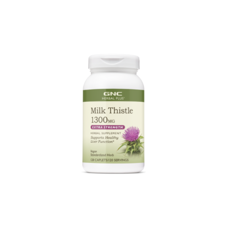 Gnc Herbal Plus Milk Thistle Silimarina 1300 Mg Extract Din Seminte De Armurariu, 120 Cps