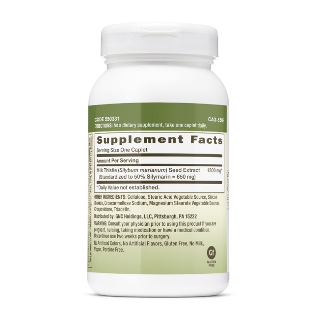 Gnc Herbal Plus Milk Thistle Silimarina 1300 Mg Extract Din Seminte De Armurariu, 120 Cps