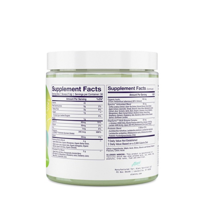 Alani Nu Super Greens, Amestec De Super-alimente Verzi Cu Aroma Naturala, 219 G Alani Nu Super Greens, Amestec De Super-alimente Verzi Cu Aroma Naturala, 219 G
