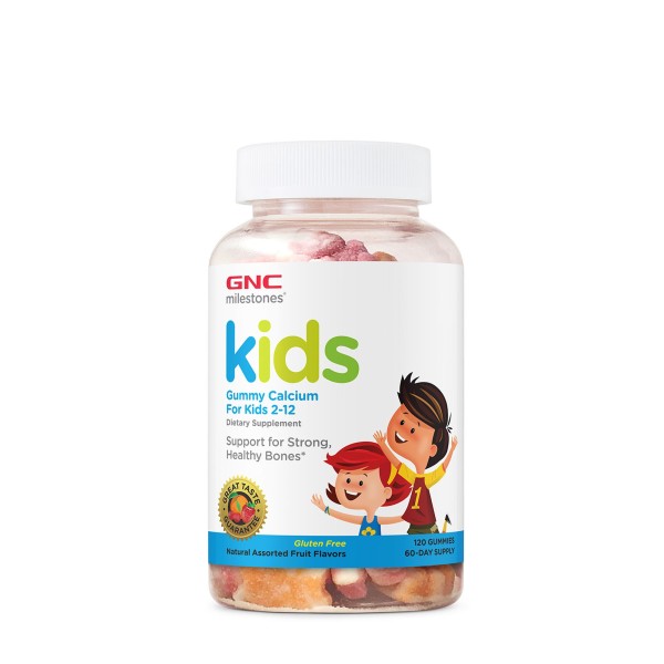 Gnc Milestones Kids Calcium Gummy, Calciu Pentru Copii 2-12 Ani,120 Jeleuri Cu Aroma De Fructe
