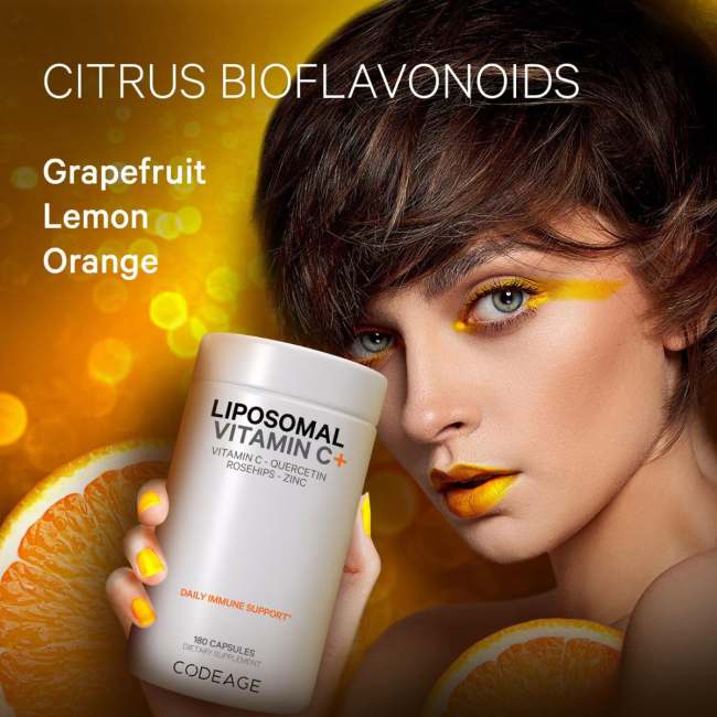 Codeage Liposomal Vitamin C, Vitamina C Liposomala - Formula Avansata Pentru Absorbtie Superioara, 180 Cps