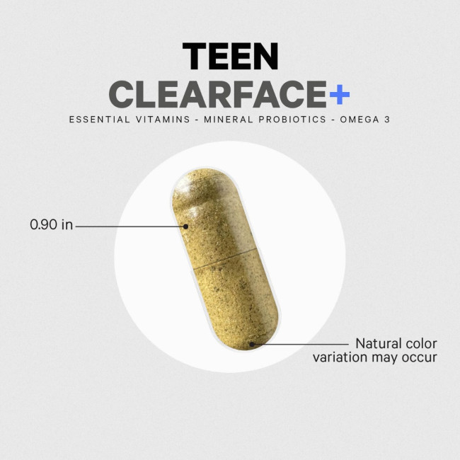 Codeage Teen Clearface Daily Multivitamin & Minerals, Complex De Multivitamine Pentru Adolescenti Pentru Ten Sanatos, 60 Cps