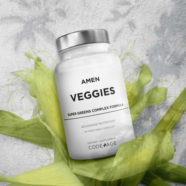 Codeage Amen Super Greens Complex Formula, Formula Premium De Legume Si Ciuperci Pentru Energie Si Vitalitate, 90 Cps