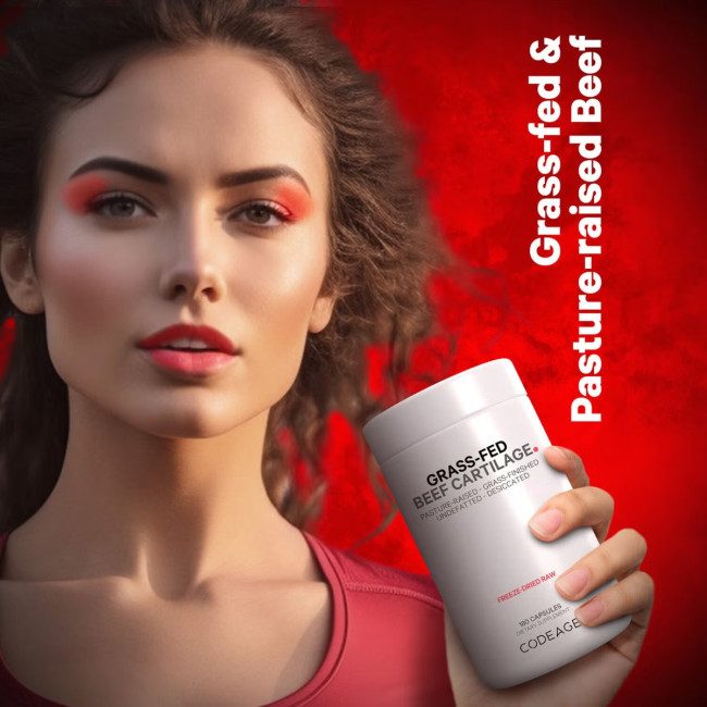 Codeage Grass-fed Beef Cartilage, Formula Pentru Sanatatea Articulatiilor Si Mobilitate, 180 Cps