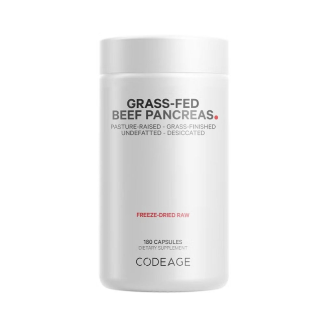 Codeage Grass-fed Beef Pancreas, Formula Premium Pentru Sustinerea Pancreasului, 180 Cps