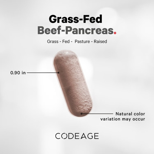 Codeage Grass-fed Beef Pancreas, Formula Premium Pentru Sustinerea Pancreasului, 180 Cps