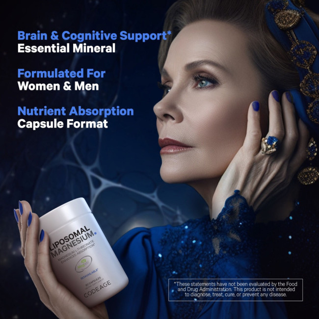 Codeage Liposomal Magnesium L-threonate, Magneziu L-treonat Liposomal Cu Fosfolipide - Formula Avansata Pentru Absorbtie Superioara, 90 Cps