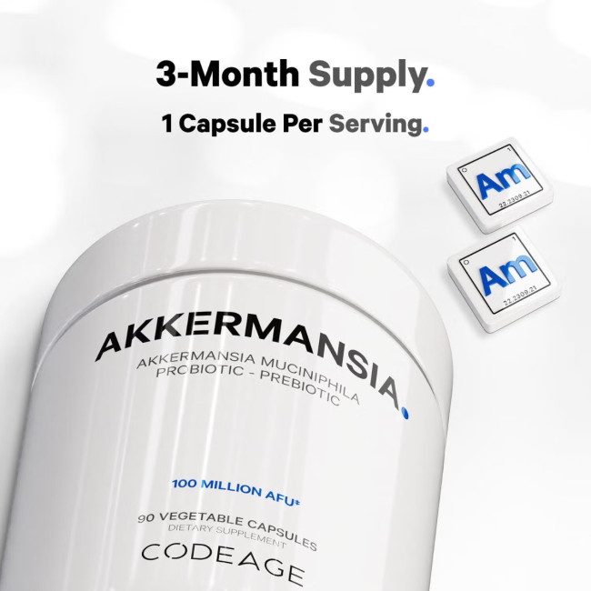 Codeage Akkermansia Probiotic, Probiotic De Noua Generatie Pentru Echilibru Intestinal Si Sustinerea Barierei Mucoase, 90 Cps