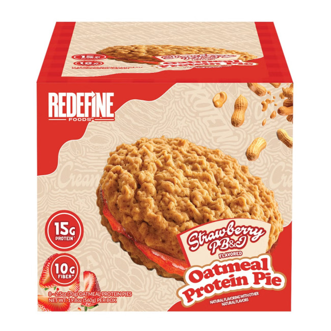 Redefine Foods Oatmeal Protein Pie, Prajitura Proteica Cu Ovaz Cu Aroma De Unt De Arahide Si Gem De Capsuni, 70g