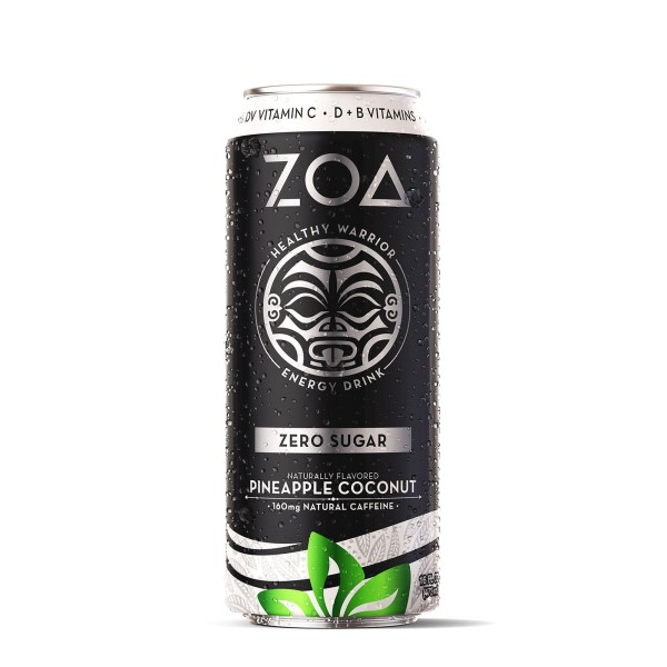 Zoa Energy Drink Zero Sugar  Bautura Energizanta 0 Zahar Cu Aroma De Cocos Si Ananas, 473ml