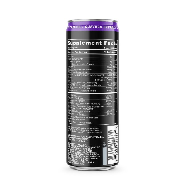 Zoa+ Pre-workout Energy Drink, Bautura Energizanta Pre-antrenament Cu Aroma De Mure Acai, 355 Ml Zoa+ Pre-workout Energy Drink, Bautura Energizanta Pre-antrenament Cu Aroma De Mure Acai, 355 Ml