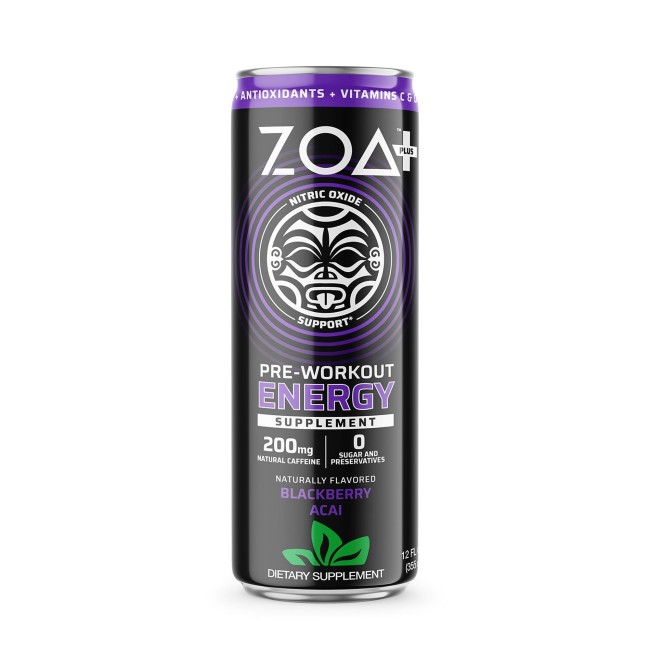 Zoa+ Pre-workout Energy Drink, Bautura Energizanta Pre-antrenament Cu Aroma De Mure Acai, 355 Ml