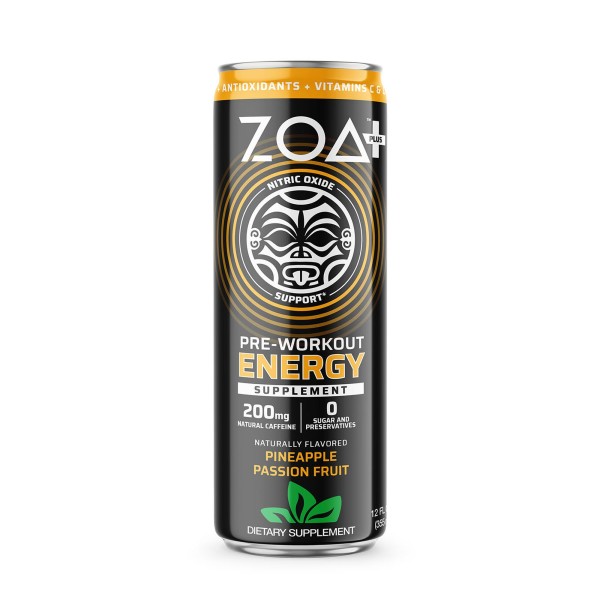 Zoa+ Pre-workout Energy Drink, Bautura Energizanta Pre-antrenament Cu Aroma De Ananas Si Fructul Pasiunii, 355 Ml